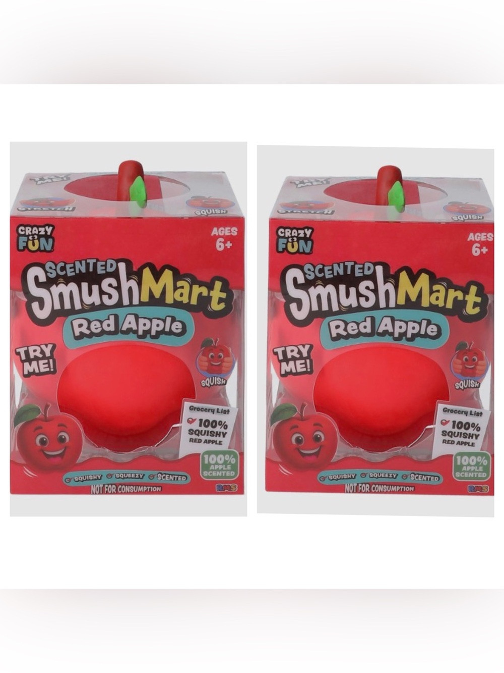 Crazy Fun Scented SmushMart Red Apple Squishy Toy lot of 2
